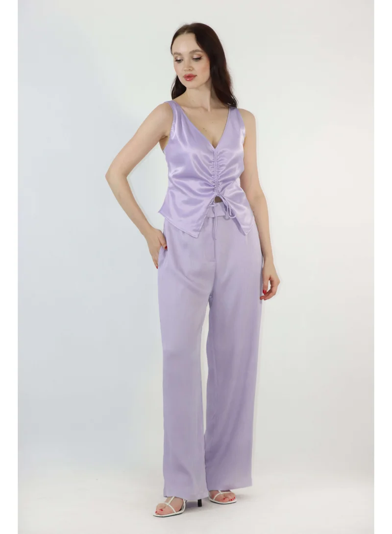2TRENDY Top satin mauve